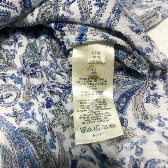Anthropologie Pilcro Sidney Batwing Blouse XL Blue Paisley Peasant Boho Flowy - Picture 15 of 15